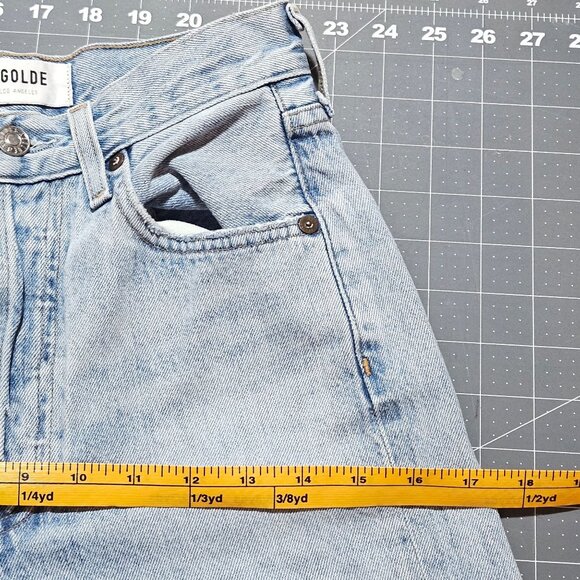 Agolde Riley High Rise Straight Crop Jeans Womens 23 Light Wash Distressed 100% - Picture 13 of 16